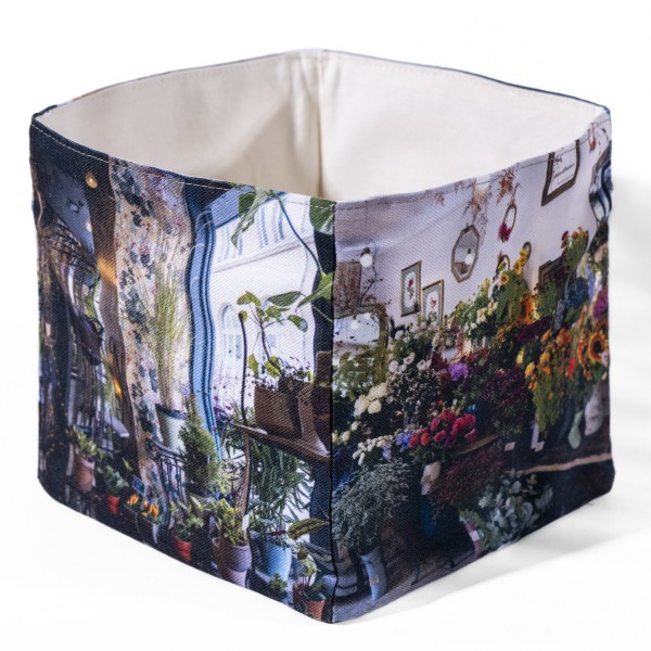 Paris Florist Brindille storage basket – Maron Bouillie flower box – white background photo, three-quarter back view