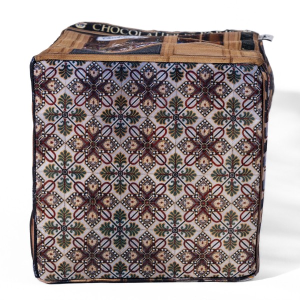 Fabric storage box Chocolatier de Paris - Maron Bouillie made in France - photo white background view from below