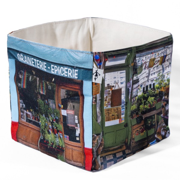 Boite de rangement Paris boutique vintage Graineterie du marché –  Maron Bouillie - photo fond blanc vue trois quart face