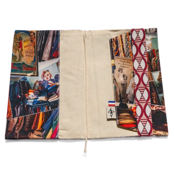 Couverture de livre de poche en tissu imprimé Paris Mode vintage Mamie - vue intérieur - Maron Bouillie made in France