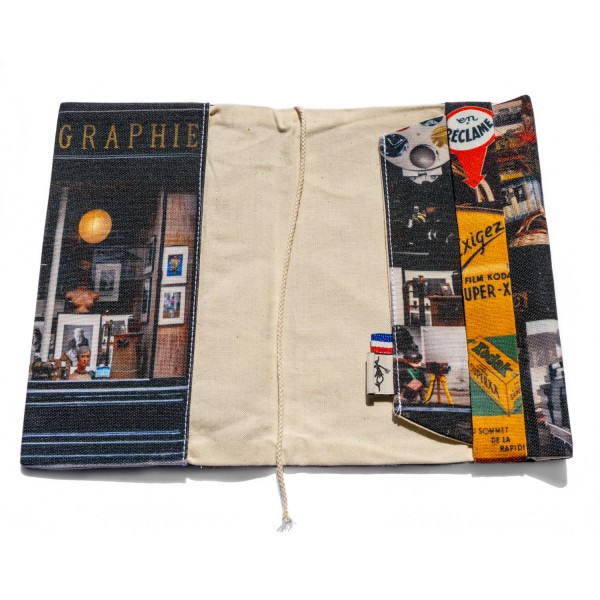 Paris Photography printed fabric paperback book cover - inside view - Maron Bouillie, made in France