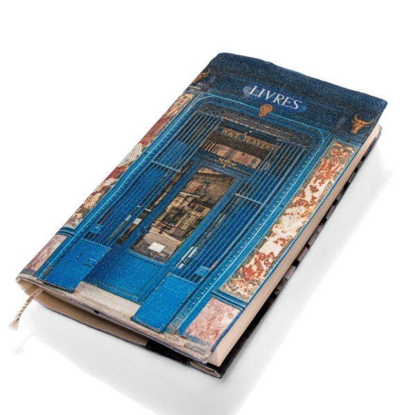 Protège-livre de poche Boutique de Paris Librairie bleue Au pont traversé - vue de face - Maron Bouillie made in France Protège-livre de poche Boutique de Paris Librairie bleue Au pont traversé - vue de face - Maron Bouillie made in France