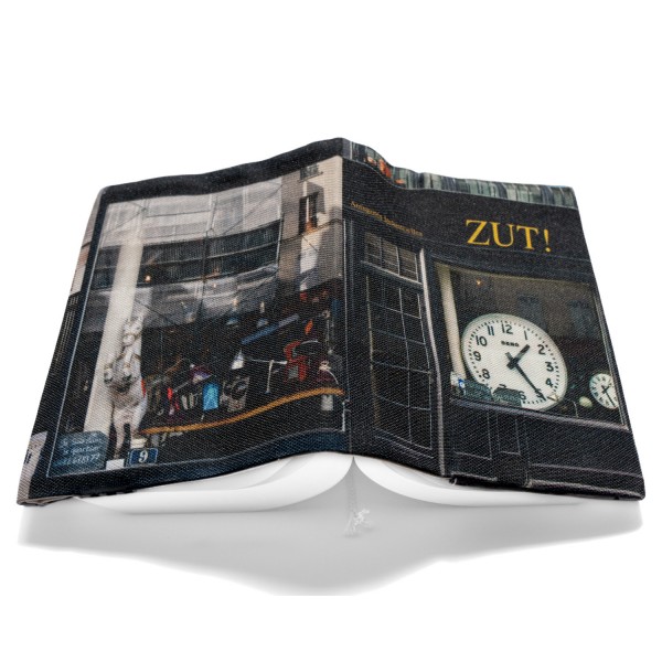 Couvre-livre en tissu Paris Boutique « Zut » antiquités industrielles - Maron Bouillie made in France Couvre-livre en tissu Paris Boutique « Zut » antiquités industrielles - Maron Bouillie made in France