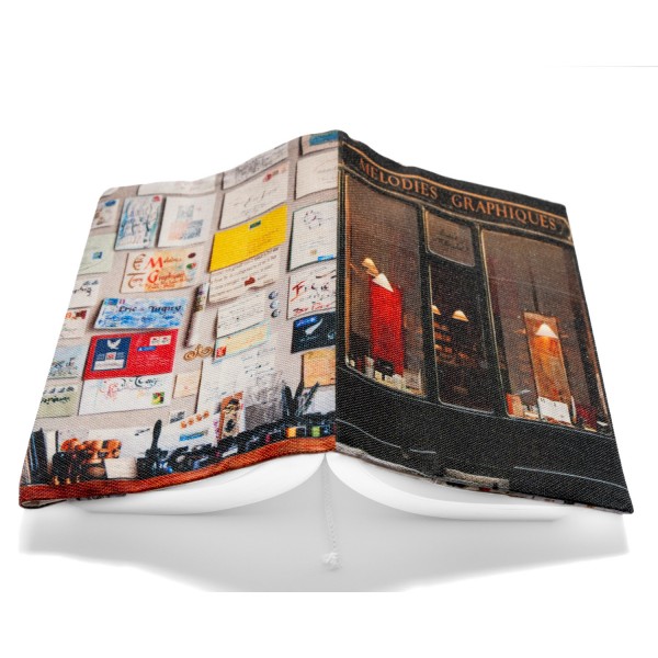 Protège livre idée cadeau Paris Boutique  Mélodies graphiques Calligraphies  - Maron Bouillie