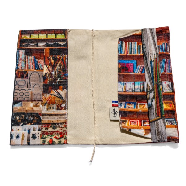 Book sleeve cover Paris Mélodies graphiques calligraphy store - open interior white background - Maron Bouillie made in France