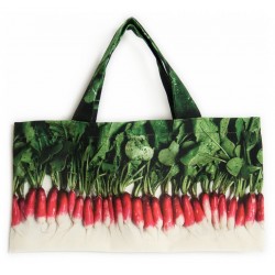 Sac de course légumes - Sac à Radis  face - collection Un petit tour au marché Maron Bouillie