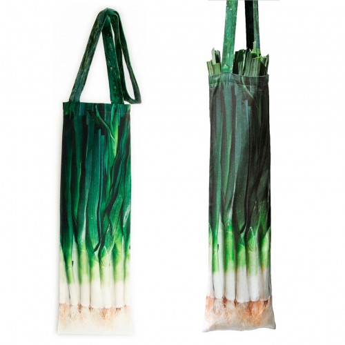 Sac légumes poireaux de face - Sac de course réutilisable Maron Bouillie made in France