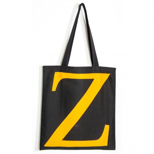 Sac initiale YZ - vue de dos grand Z jaune fond noir - Sac personnalisé Maron Bouillie made in france