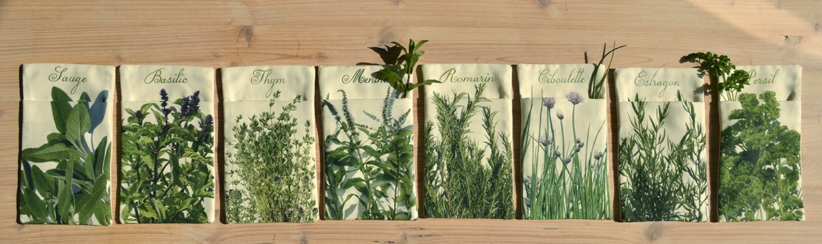 Pochette en tissu pour conserver les herbes aromatiques à poser ou à suspendre - Maron Bouillie