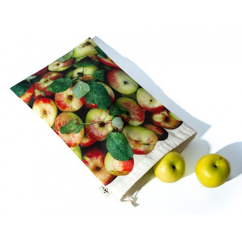 Apples Bag for bulk reusable - for shopping or Kitchen storage Maron Bouillie made in France