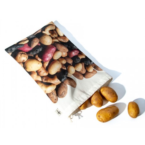 Sac à vrac réutilisable Pommes de terre pour courses ou rangement cuisine Maron Bouillie made in France
