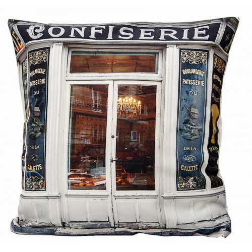 Housse de coussin Confiserie Boulangerie - collection Paris retro - Maron Bouillie made in France
