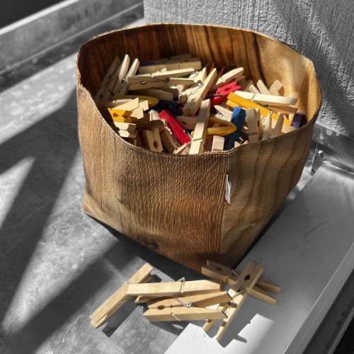 Wood home basket – New wood - Maron Bouillie storage box made in France
